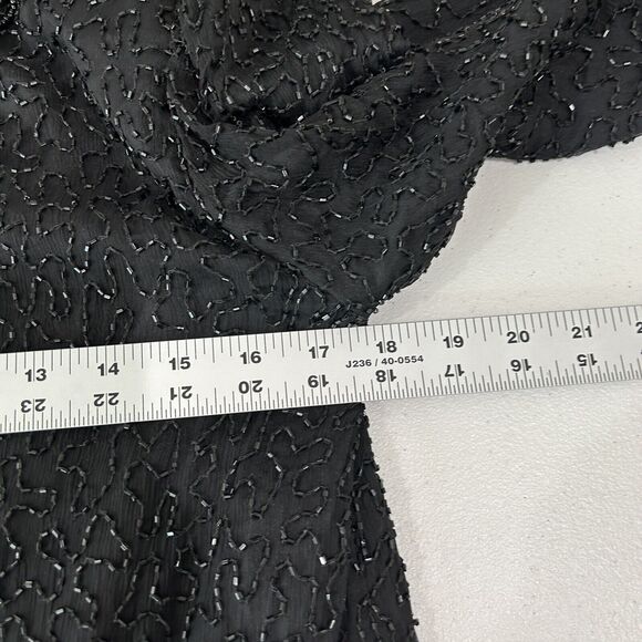 Vintage Laurence Kazar Silk Beaded Womens Jacket MP Black Evening Formal Party - Picture 9 of 11